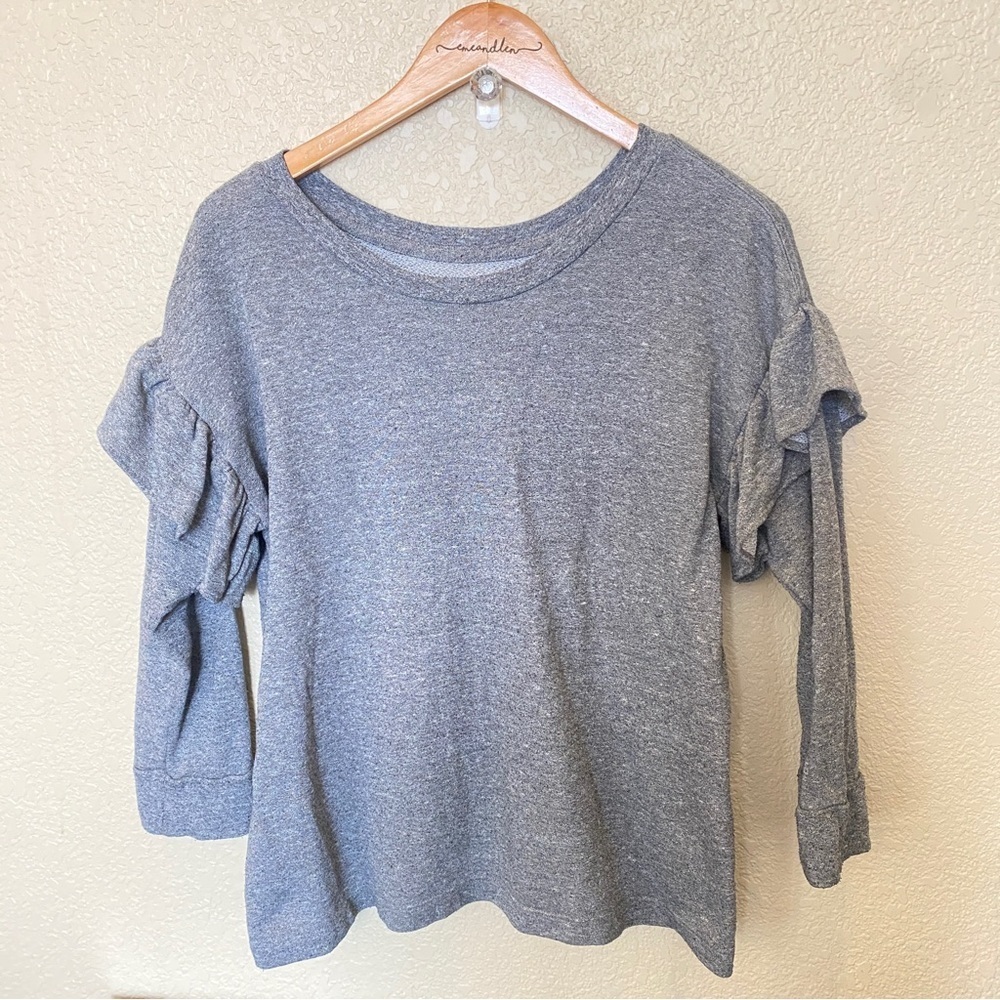 Current/Elliot sweater ruffle shoulder sleeve 0 heather‎ grey